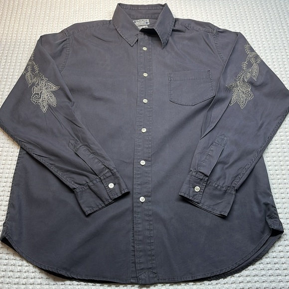 Lucky Brand Embroidered Back Shoulders Men’s Button Down Shirt Size Large - Picture 4 of 14